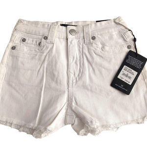 True Religion Brand Jeans Maisie High Rise Shorts White Sz 32 NWT